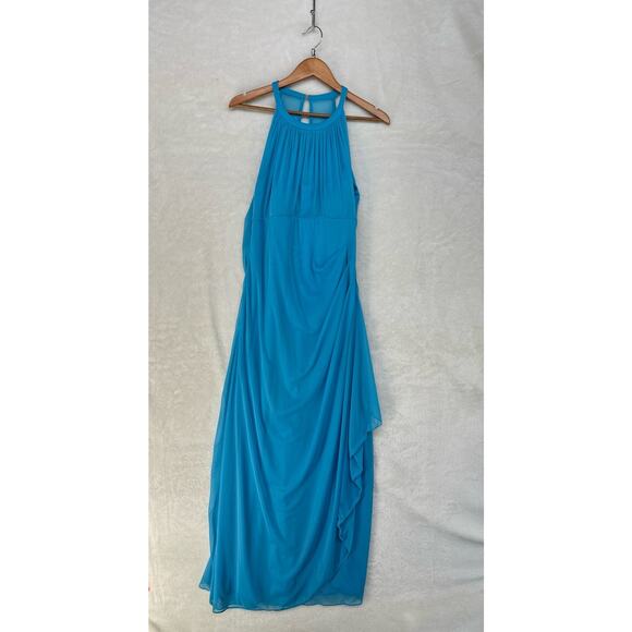 Davids Bridal Malibu Blue Maxi Long Sleeveless Dress Womens Size 14 STAINS AS-IS - Picture 13 of 16